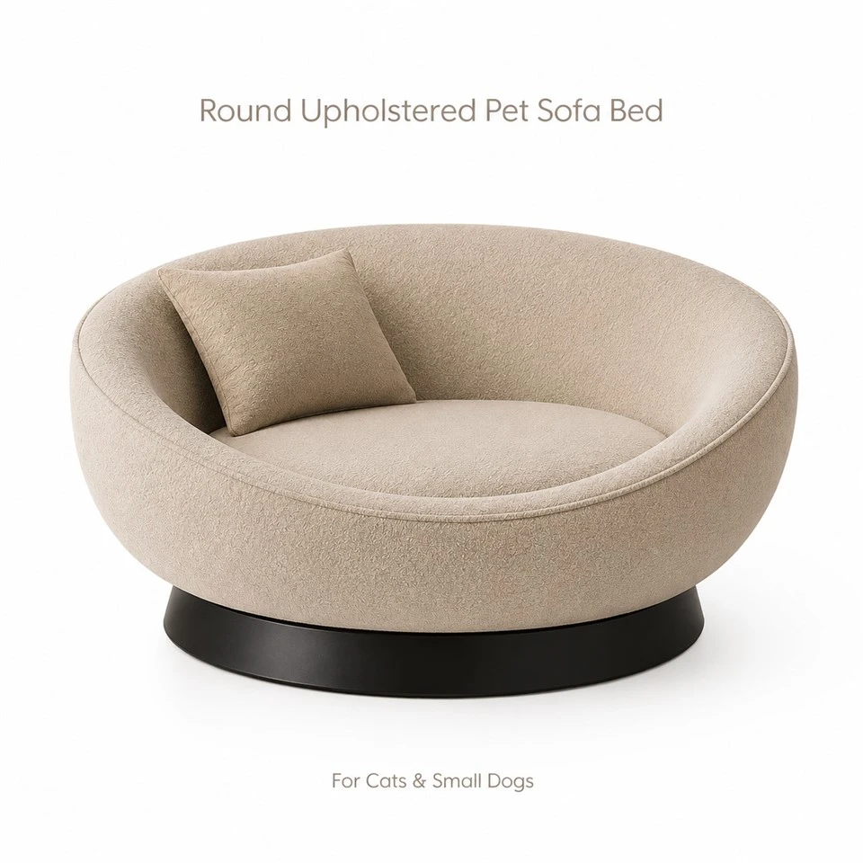 Apvali minkšta sofa-lova naminiams gyvūnėliams